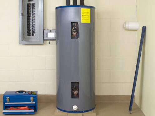 A water heater in a home in Eugene, OR