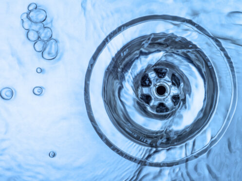 A clear running kitchen sink drain